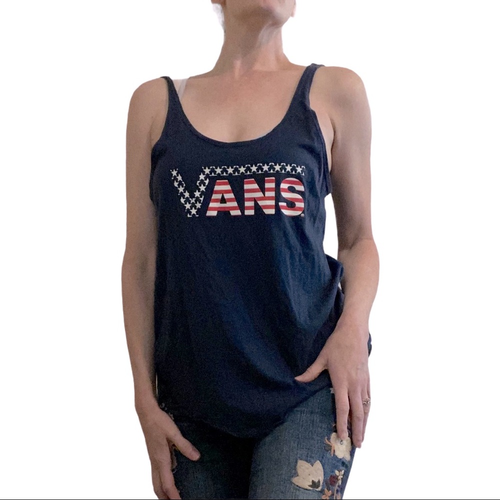 Vans USA blue tank size medium